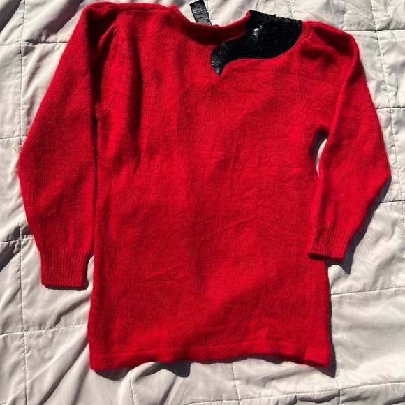 Vintage I B Diffusion Bright Red Christmas Sweater, Silk/Angora blend, Size S - Picture 15 of 15